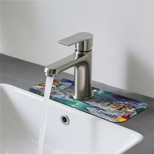Faucet Fast Absorbent Pad - Christmas Snowy Town , Suitable For Kitchen, Bathroom, Island And Other Scenes - color: Christmas Snowy Town