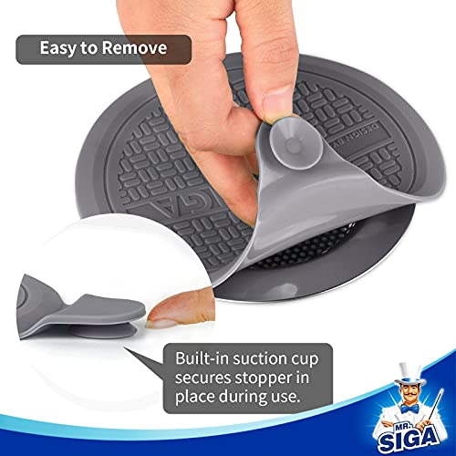 MR.SIGA Silicone Bathtub Stopper, Drain Stopper for Shower, Sink, 5.1" Diameter, Grey, 3 Pack - color: Gray