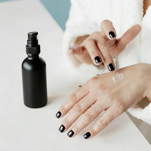 12Pack 4oz Black Glass Pump Bottle,120ml Empty Refillable Travel Small Container For Lotion Cream Essentil Oil Shampoo (4oz black) - size: 4oz black