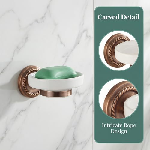 VOSAREA Ceramic Soap Holder Soap Tray Vintage Holder Wall-Mounted Dish Antique Luxury Dish for Shower Wall Rack for Bathroom