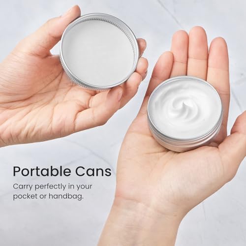 TUZAZO 12Pack 1 Oz Aluminum Tin Cans with Screw Lid and Labels, Refillable Travel Sized Cosmetic Containers Small Tins for Salves, Lotion Bars, Beard Balms, Candles - size: 1oz*12