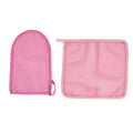 QCWN 2 Piece African Net Sponge and Exfoliating Glove Set Nylon Bath Body Scrubber Washcloth for Daily Shower Back Cleaning - style: 2Pac Pink