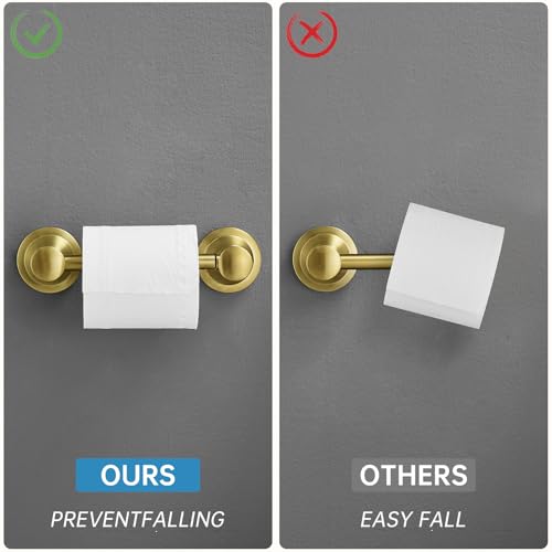 RUMOSE Toilet Paper Holder and Hand Towel Ring Brushed Gold Wall Mount Bathroom Hardware Accessories 2 PCS Set Flexible Pivoting Toilet Tissue Roll Holder and Towel Hanger, Stainless Steel - color: Brushed Gold