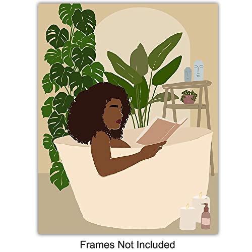 Woman Bathroom Wall Art & Decor - Bath Wall Decor - Powder room Decoration for Women - Mid-century modern Bathroom Picture, Luxury Minimalism Abstract art, Restroom Aesthetics Poster Set UNFRAMED 8x10