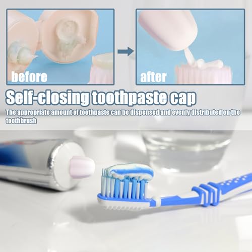 Toothpaste Lids Self-Sealing Caps, 12 Count | No Waste Dispenser, Food Grade Silicone, Mess Free Squeezer, For Kids & Adults, Bathroom Accessories