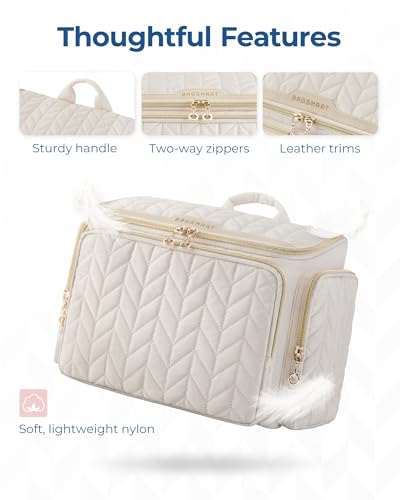 BAGSMART Travel Toiletry Bag, Large Wide-open Travel Bag for Toiletries, Makeup Cosmetic Travel Bag with Handle-Grey - color: Grey