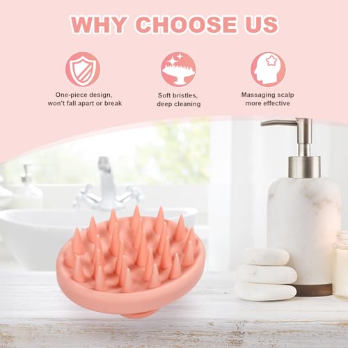 Meartchy Silicone Scalp Massager, Scalp Scrubber for Hair Growth with Soft Bristles, Scalp Exfoliator Brush Dandruff Removal Shampoo Brush for Wet Dry Scalp Care (Pale Pink) - color: Pale Pink