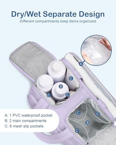 TOPDesign Travel Toiletry Bag for Women, Puffer Large Toiletry Bag, Lightweight Cosmetic Makeup Organizer with Handle for Traveling, Accessories, Essentials, Toiletries (Light Purple) - color: Light Purple