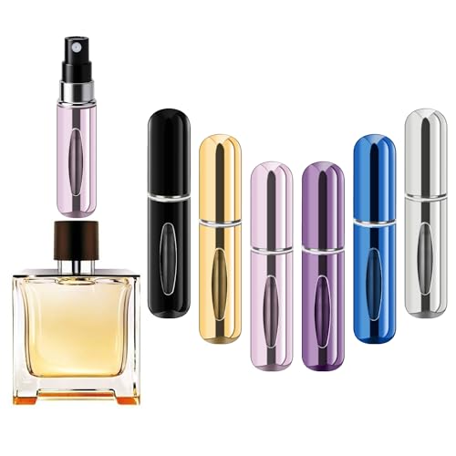 Refillable Perfume Portable Atomizer Bottle Refillable Perfume Spray, Travel Perfume (5ml, 4 Pack) (Silver, Purple, Blue, Gold, Pink, Black) - color: Silver, Purple, Blue, Gold, Pink, Black