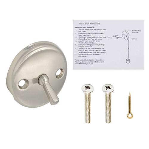 Bath Tub Waste Overflow Drain Trip Lever Face Plate for Bathtub with Matching Screws for Faceplate (Brushed Nickel) - color: Brushed Nickel