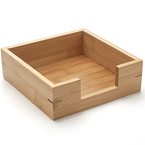 Bamboo Napkin Holder Square, 7.5" x 7.5" x 2.5", Wood Napkin Tray, Wooden Luncheon Napkin Holder for Kitchen Table Countertop - size: 7.5" x 7.5" x 2.5"