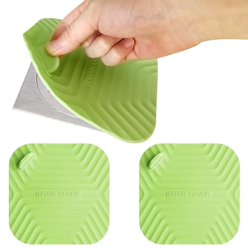 Shower Drain Cover Tub Stopper,2 Pieces Sewer Anti-Odor Mat Deodorizing Drain Plugs for Kitchen,Bathroom and Laundry(5.9x5.9 inch) Green - color: Green/2-piece Set