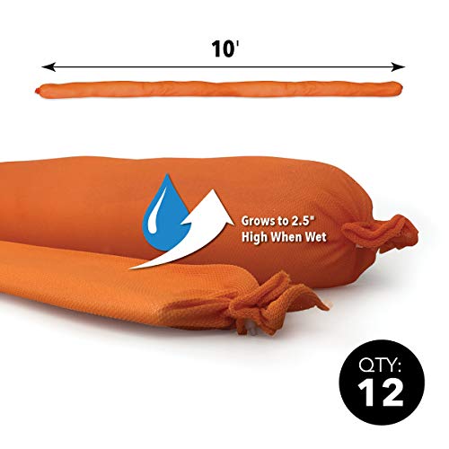 Quick Dam Indoor Water Dam (WUB210-12) - 2.5-Inch x 10-Feet - 12-Pack , Orange - size: 10-ft