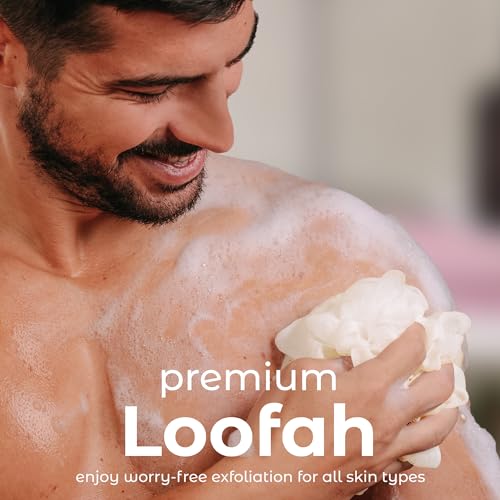 MainBasics Shower Loofah Sponge Pouf, Set of 3, Seaweed Infused | Soft Mesh Body Scrubber and Bath Sponge for Gentle Exfoliation, Rich Lather, and Everyday Shower Use - style: Seaweed