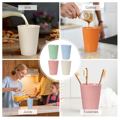 uxcell 4 Pcs Simple Toothbrush Cup, 3.3 x 3.3 x 4.2 Dishwasher Safe Bathroom Tumbler Reusable Plastic Cup Set for Storing Toothpaste Combs, Light Green/Light Pink/Light Blue/Beige - color: Light Green/Light Pink/Light Blue/Beige