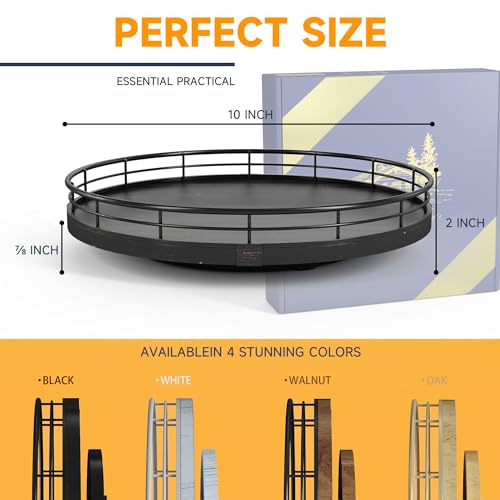 10" Oak Bathroom Vanity Tray Turntable for Perfume Candle, Round Wooden Decorative Tray for Kitchen Sink Countertop Organizer, Bathroom Counter Organizer for Skincare Makeup, Farmhouse Black Gold - color: Black, size: 10 inches