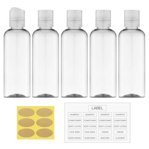 Travel Bottles for Toiletries 3.4 oz - Travel Size Containers for Shampoo Plastic - Small Empty Lotion Squeeze Bottle for Liquid TSA Approved - Leak Proof Mini Conditioner Refillable Clear 100ml - color: Clear-1