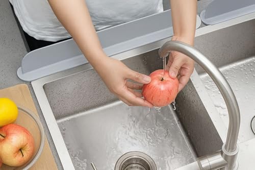 AMSHI Silicone Sink Splash Guard 19.3” – Faucet Water Barrier Shield, No Glue No Tools Required, BPA-Free Waterproof Faucet Protector for Kitchen & Bathroom Countertop, Gra