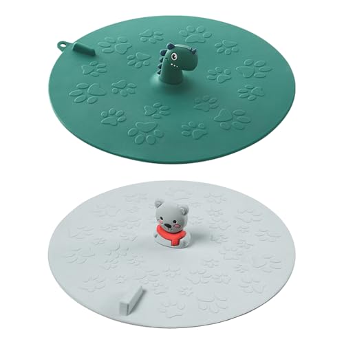 2Pcs Dinosaur & Grizzly Bear Flat Tub Stoppers | Cartoon Bathtub Stoppers, For Bathtub and Washbasin, Ceramic Washbasin Plug - color: Mixcolor3