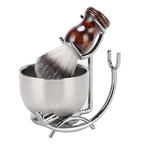 SANWA Grooming Shaving Kit for Men, Strong Straight Razor Stand,Shaving Brush,Stainless Steel Shaving Soap Bowl,For Guaranteed Best Shave of Your Life, Nice Gift for Dad, boyfriend, Husband - color: Silver Shaving Set