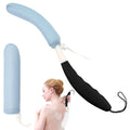 15.35" Back Bath Brush with Sponge,Back Scrubber Bath Mesh with Curved Long Handle Bath Body Brush for Elderly Aid Bathing and Shower - size: Black+Blue Handle