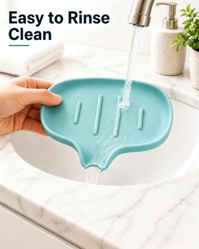 3 Pack Soap Bar Holder, AIMAIAIMAI Self Draining Soap Dish, Quick Drainage, Soap Dishes for Bathroom, Shower, Silicone Soap Tray for Kitchen, Dishwasher Safe (Green) - color: Green