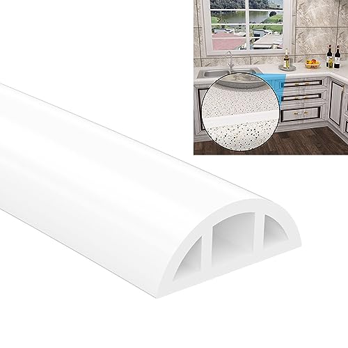 78 Inch Shower Threshold Water Dam Collapsible Arch Shaped 0.47" Tall White Shower Stopper Barrier and Stop Water Keep Dry and Wet Separation Suitable for Bathroom and Kitchen - color: Arch - 0.47" H - White