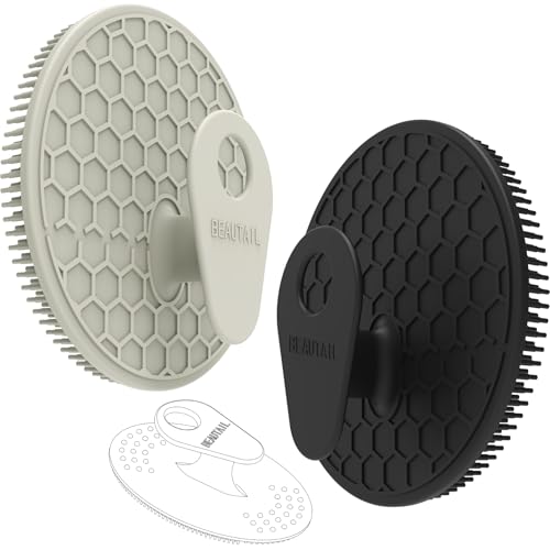 Silicone Body and Face Scrubber Set 3 Pack, BEAUTAIL Shower Bath Scrubber, Gentle Exfoliating Brush for Women Men Baby Sensitive Skin, More Hygienic Than Traditional Loofah, Long Lasting, Black+Gray - color: Black+gray