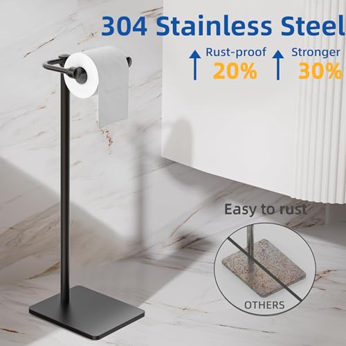 RUACQ Toilet Paper Holder Stand, Bathroom Toilet Paper Roll Holder Free Standing, Toilet Tissue Holder Stand with Post Pivoting Design, Stable Weighted Base, SUS304 Stainless Steel (Oil Rubbed Bronze) - color: Oil Rubbed Bronze, size: Free Standing
