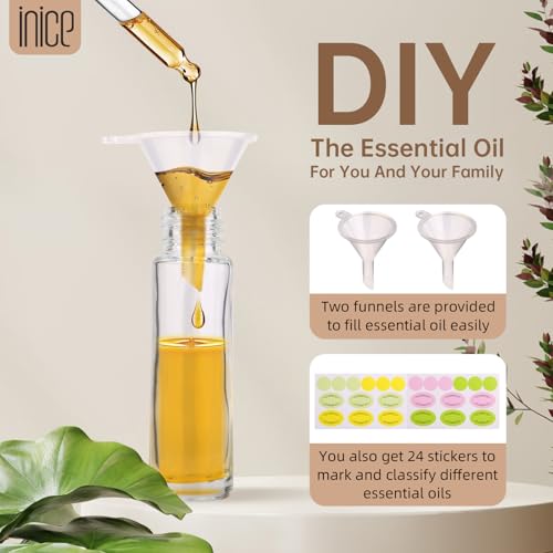 inice 12 Pack Essential Oil Roller Bottles 10ml Clear Glass Bottles Stainless Steel Roll On Ball Metal Cap for Daily Care - color: Clear Rolelr Bottles - 12 PACK