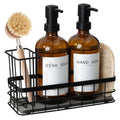 Dish Soap Dispenser for Kitchen, 16.9 fl oz Amber Hand and Dish Soap Dispensers, Kitchen Soap Dispenser Set with Sponge Holder, Brush Holder and Loofah Sponge, Countertop Sink Organizer Accessories - color: Amber