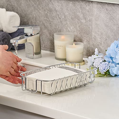 Guest Towel Holder Tray for Bathroom Countertop, Silver Metal | Guest Bathroom, Powder Room & Vanity Use - color: J - Silver Napkin Holder for Bathroom, size: Guest Towel Holder