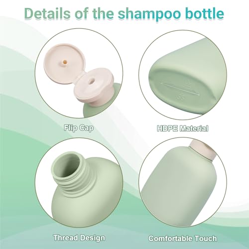 3.4 oz Small Plastic Travel Shampoo Bottles, Empty Plastic Squeeze Bottles with Flip Cap for Toiletries, Leakage-proof Travel Shampoo and Conditioner Bottles (4 pack, Green) - color: Green, size: 3.4 ounces