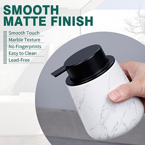 Bosilunlife Ceramic Foaming Soap Dispenser - 12Oz Bathroom Countertop Kitchen Dish Soap Pump Dispenser Foam Soap Dispenser - Marble - color: Marble