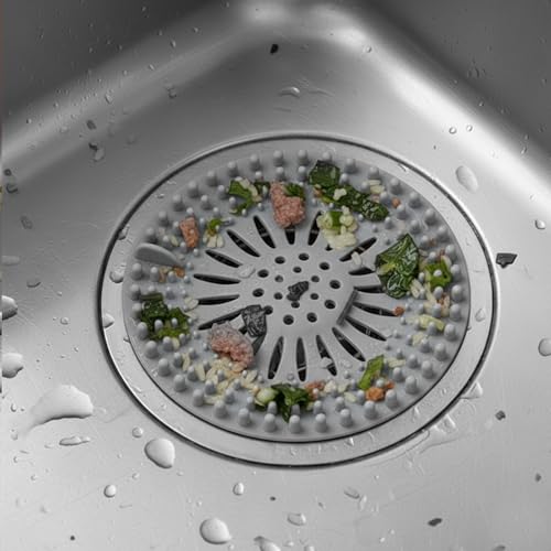 Hair Catcher Drain Cover Set for Shower Sink Floor Use Silicone Hair Stopper in Multiple Shapes Colors for Home Cleaning(Grey) - color: Gray, size: 5.3 inch