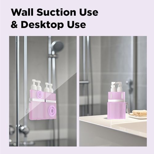 4 in 1 Travel Toiletry Containers,TSA Approved Refillable Travel Size Toiletries Bottles Set with Suction Cup for Smooth Walls - for Shampoo,Conditioner,Body Wash,Lotion.(Pink) - color: Pink
