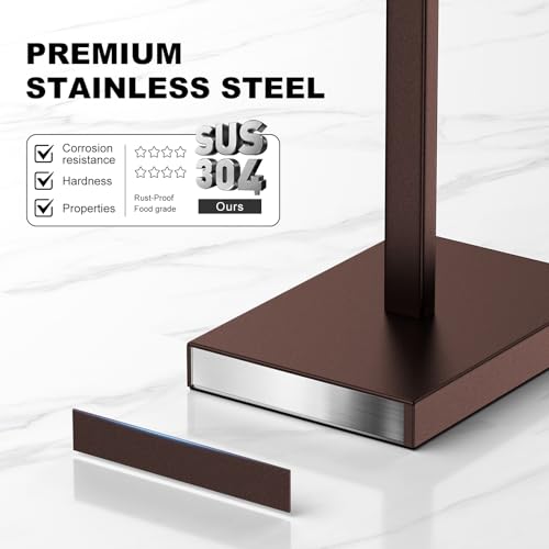 Bronze Toilet Paper Holder Stand，Stainless Steel Toilet Paper Holder Free Standing，Stable Weighted Base Floor Tissue Roll Holder for Bathroom，Modern Pivoting Toilet Paper Stand - color: Bronze