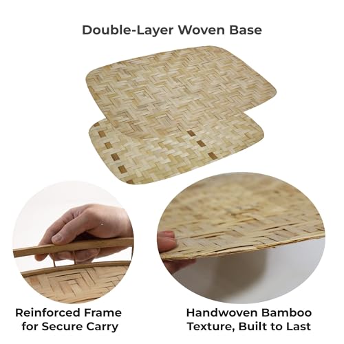 PEMAR Wicker Serving Trays w Handles,Rectangular Hand-Woven Lap Trays,Bamboo Bedroom Trays,Cabin Trays for Foods & Drinks. Decorative Trays for Coffee Tables,Breakfast,Dinners,Bed Eating. 2 Pack Set - size: Standard (16.93"L x 13"W)