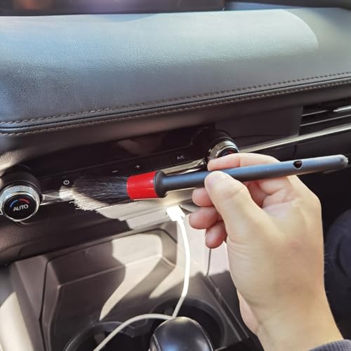 Car Detailing Brush Set of 5 - Boar Bristle, Car Cleaning Brush, Wheel Cleaner Brush, Car Dust Brush, Car Interior Leather Seat and Vent Brush, Parts Cleaner Brush
