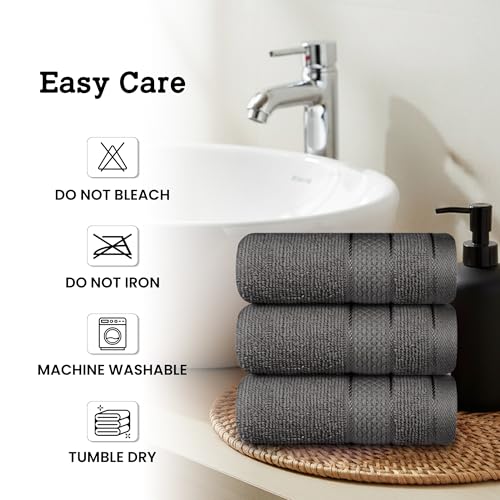 Casa Lino Face Towels & Body Wash Cloths for Showering - 100% Cotton Wash Cloths for Bathroom - Highly Absorbent & Quick Drying Washcloth Set - Cotton Washcloths 24 Pack (12" x 12" | Charcoal Black) - color: Charcoal