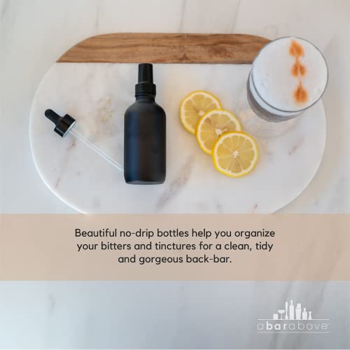A Bar Above Cocktail Atomizer Spray Bottles and Dropper Set, Small Spray Bottle Set for Your Bar, Versatile Atomizer Glass Bottles, Small Bitters Bottle, Mini Bottles, Black, 2 Ounces - color: Black, size: 2oz