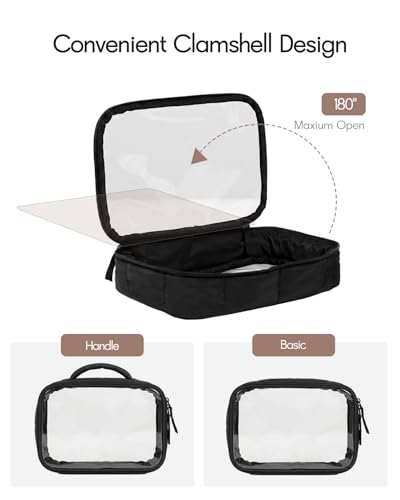 Moyad TSA Approved Toiletry Bag Clear Quart Size Travel Bags Makeup Bag | Large Opening, for Men and Women, Carry on Airline Compliant, Transparent Liquids Pouch, Puffer Black - color: Puffer Black, size: 1 Pack
