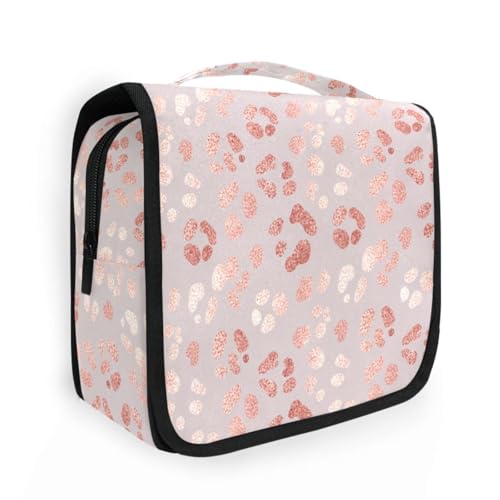 MNSRUU Hanging Toiletry Bag Rose Gold Leopard Print Makeup Bag Portable Travel bag for Toiletries Organizer Bags for Women Men, Travel-Essentials Bag - color: Leopard 12