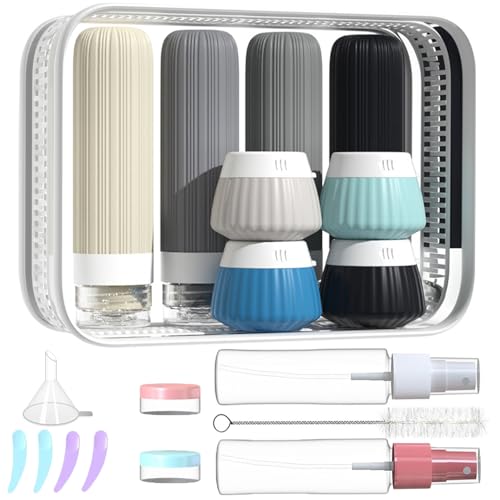 18Pack Travel Bottles for Toiletries TSA Approved Silicone Travel Containers for Toiletries, Leak Proof Refillable Liqus Shampoo And Conditioner travel Essentials toiletry Bottles (BPA Free) - color: Black