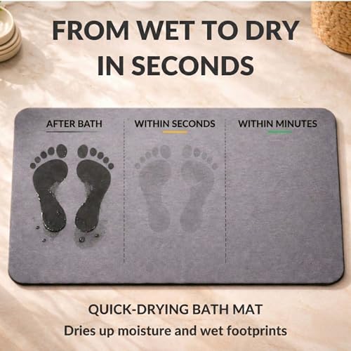 Stone Bath Mat – Diatomaceous Earth Quick Drying Non-Slip Bathroom Mat – Absorbent Diatomite Shower Mat, Durable & Easy to Clean, Modern, 23.6" x 15.3" (2 Pack Charcoal Black - Marble) - color: Charcoal Black - Marble