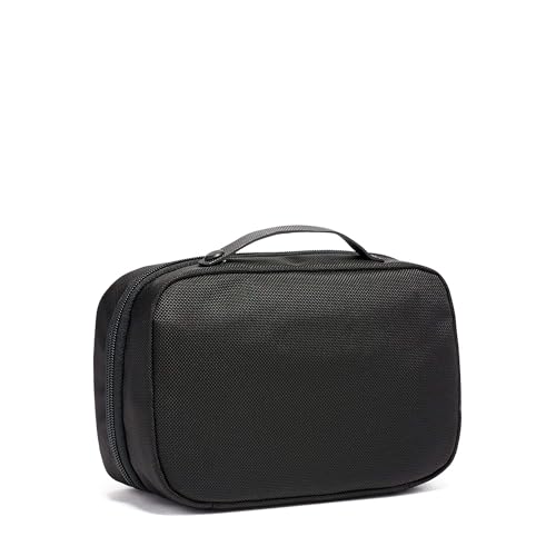 TUMI Alpha Split Travel Kit - Compact Toiletry Bag for Men & Women - Features Removable Leather Handle & 3 Zip Pockets - Black - color: Midnight Black