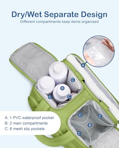 TOPDesign Travel Toiletry Bag for Women, Puffer Large Toiletry Bag, Lightweight Cosmetic Makeup Organizer with Handle for Traveling, Accessories, Essentials, Toiletries (Green) - color: Green