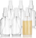 JUVITUS 4 oz / 120 ml Clear Glass Boston Round Bottle with White Treatment Pump BPA Free Refillable Empty Storage Containers (6 Pack) - size: 6 Pack