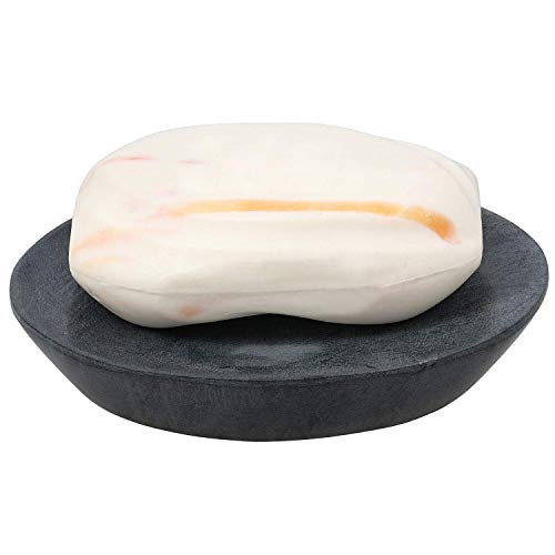 Ajuny Self Draining Soap Dish with Drain Durable Waterfall Stone Soap Tray Holder Soap Saver for Shower, Bathroom, Kitchen, Bathtub Easy Clean - Grey | Soap Saver Tray Natural Stone Plate for Kitchen Countertop Shower Bathroom Accessories Non-Slip Keep Dr