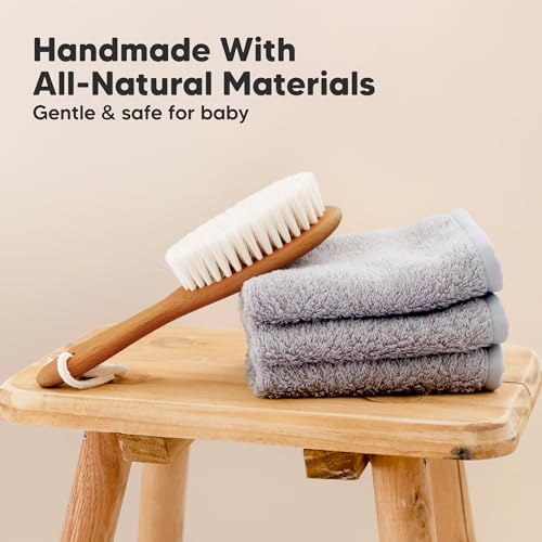Wooden Baby Hair Brush for Toddler, Infant Cradle Cap (Golden Oak, Regular) | Soft Goat Bristles Brush for Newborn Girl, Boy Hair, Scalp, Styling, Gentle Grooming, Baby Comb, Baby Bath Essentials - color: Golden Oak, size: Oval, Regular 7"